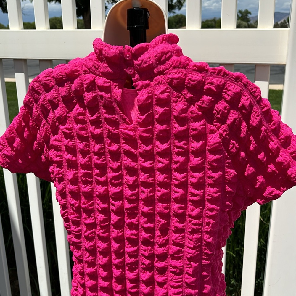 Pink Smocked Poly Dress Size L, NWOT - Picture 5 of 5